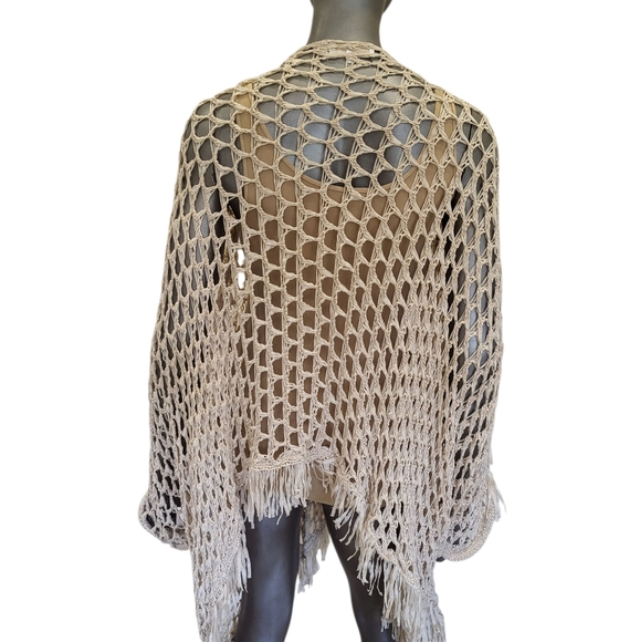 155B. Simply Couture Cream Crocheted Open Cardigan - Size XL - Picture 3 of 6